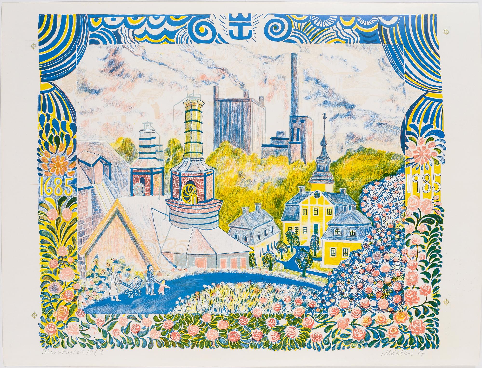 MÅRTEN ANDERSSON, 4st färglitografier, signerade, provtryck, daterade 1983 resp 1986.