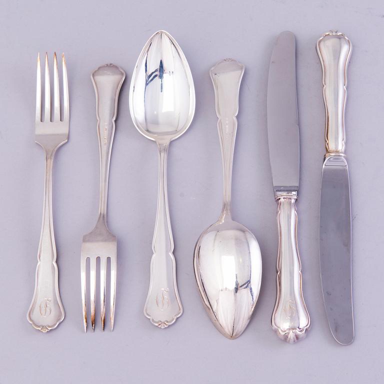 A 98-piece set of 'Chippendale' silver cutlery for Kultakeskus, Hämeenlinna, Finland 1960's.