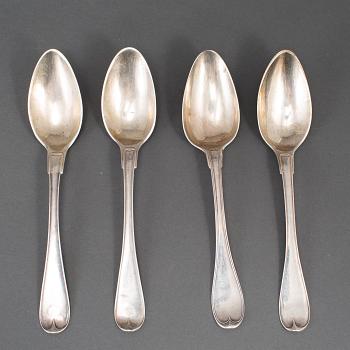 Four Swedish silver table spoons, Enroth and Zethelius, Stockholm 1802 and 1804.