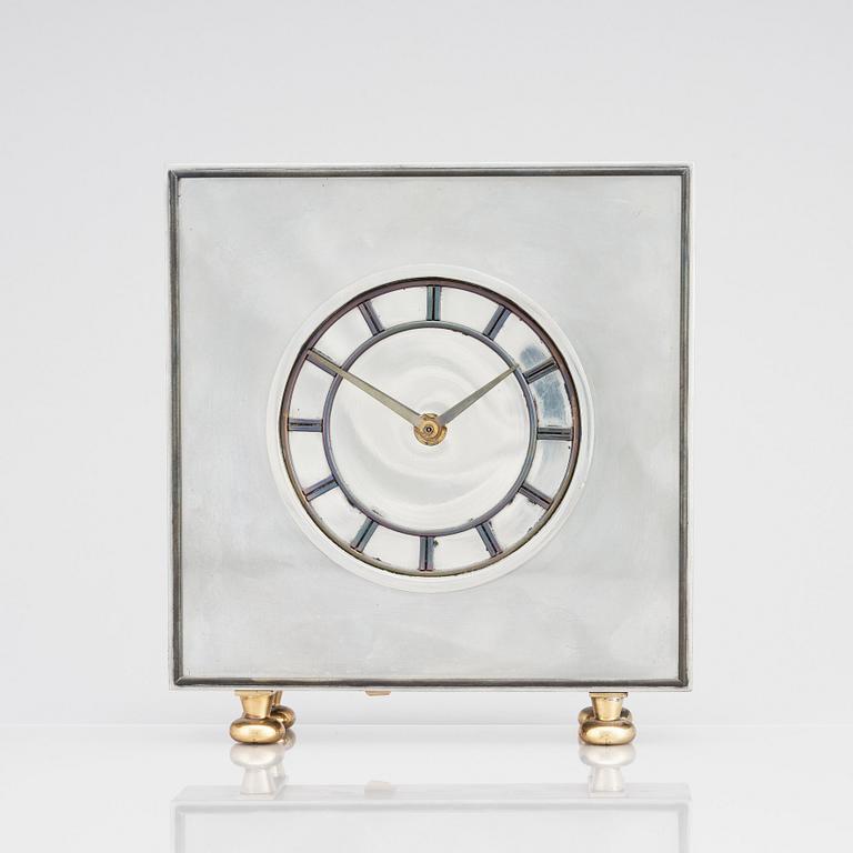 Estrid Ericson, a pewter and brass table clock, Svenskt Tenn Stockholm 1930.