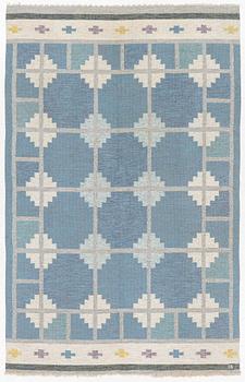 A carpet by Ingegerd Silow, flat weave, c. 239 x 153 cm, signed IS.