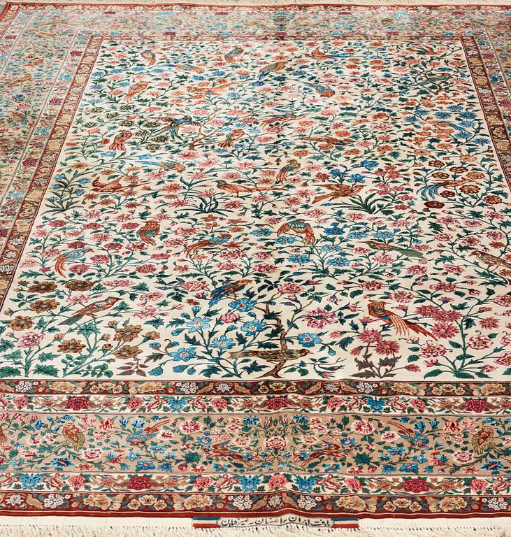 A CARPET, "Golo Bolbol" (="Flower and bird"-motive), a silk Esfahan figural, ca 337 x 243,5 cm, Mohammad Seirafian.