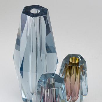 ASTA STRÖMBERG, five 'Diamant' glass vases from Strömbergshyttan, 1960's.