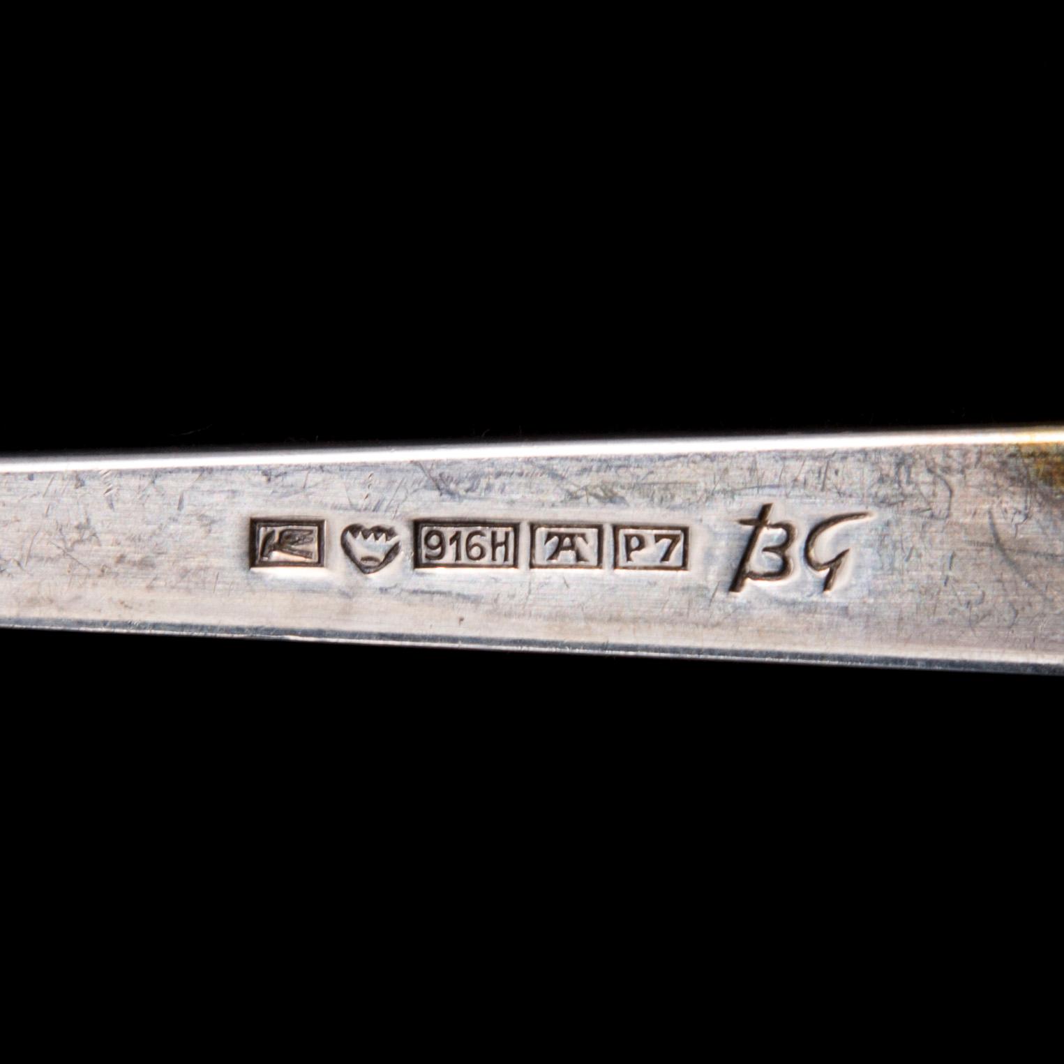 BESTICKUPPSÄTTNING, 36 delar, silver, "Birgitta" Bertel Gardberg, Kultateollisuus V&K, Åbo 1968. Vikt utan knivar 1266 g.