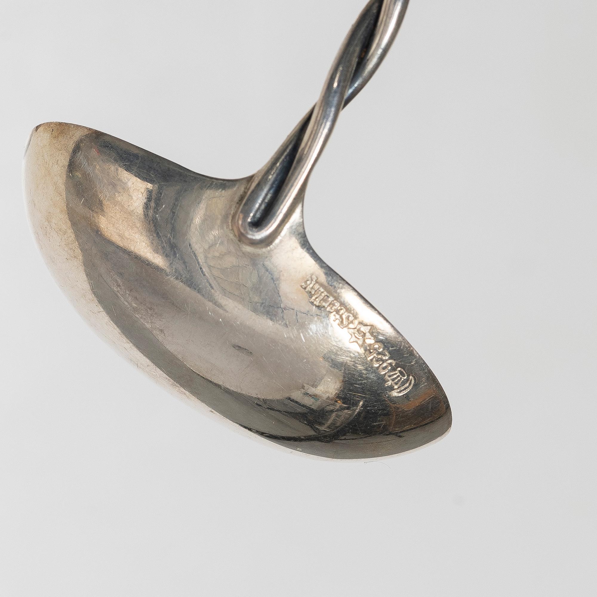 Serving utensils, 10 pieces, sterling silver, Jakob Grimminger, Schwäbisch Gmünd, Germany, circa mid-20th century.