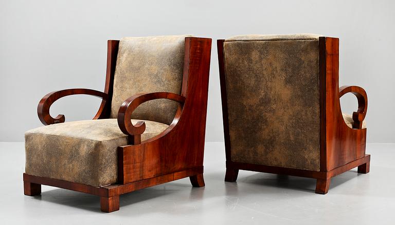 FÅTÖLJER, ett par, art deco-stil, 1900-tal.