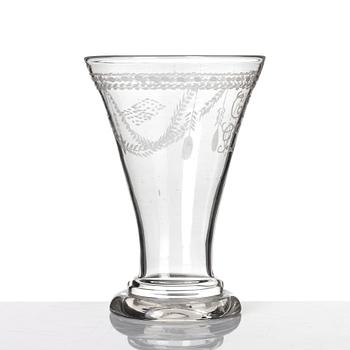 A late Gustavian glass beaker probably from Cedersberg glass manufactory, circa 1800.