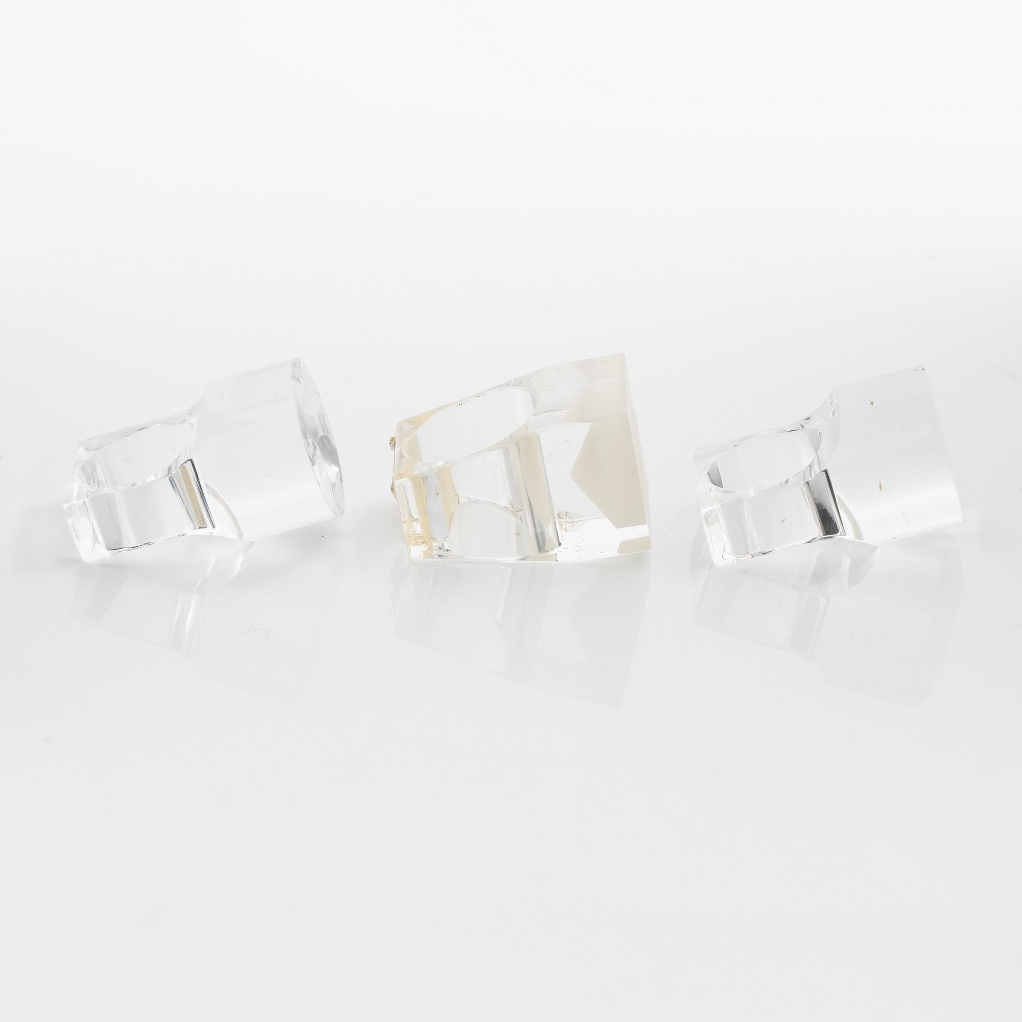 Siv Lagerström, three acrylic rings, 1970s.