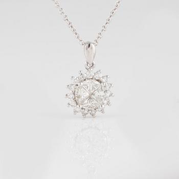 HÄNGE, 18K vitguld med fasett och briljantslipade diamanter ca 0.90 ct. Vikt 3,3 gram.