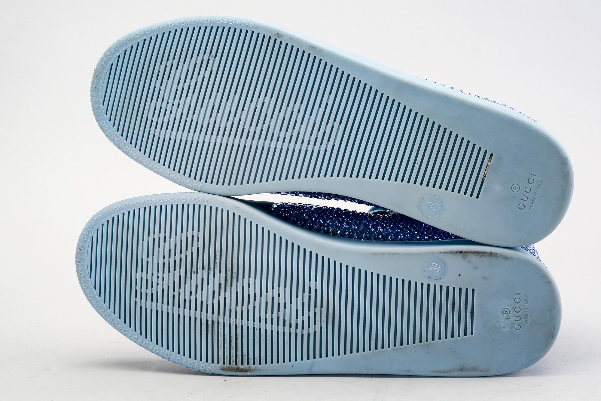 Gucci, sneakers, mineral blue, Swarowski crystals.