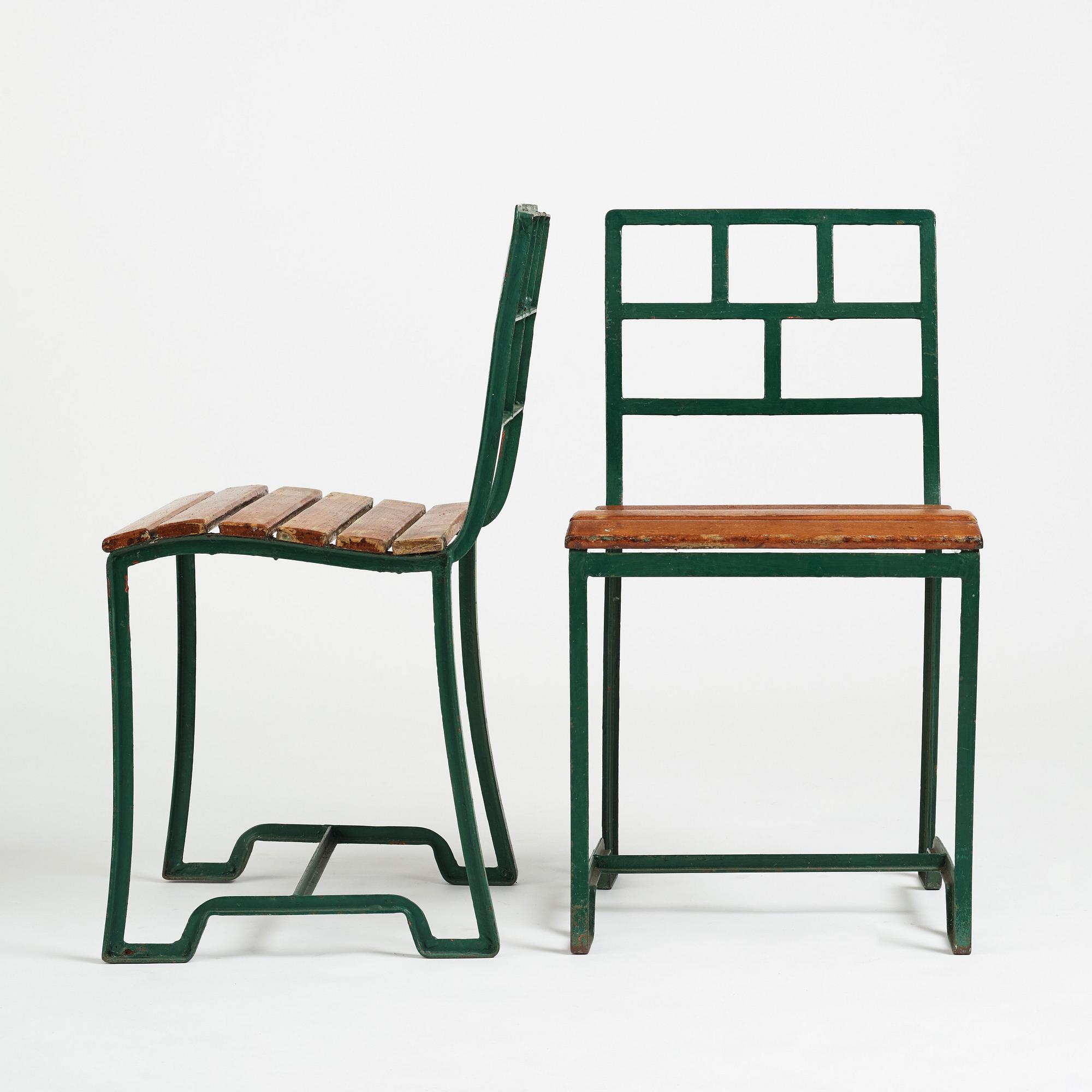 Carl Hörvik, trädgårdsstolar, fyra stycken, sannolikt Grythyttan, ca 1927-29, för Lindgården, Stockholm.