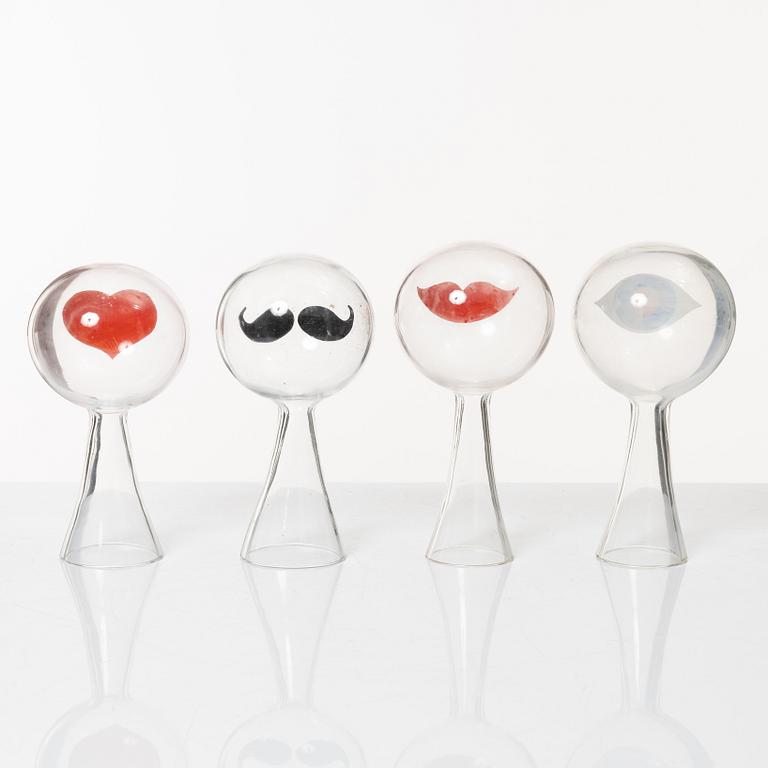 Kjell Blomberg, a set of ten 'Klothepp' glass sculptures, Gullaskrufs glasbruk, Sweden, 1960's.