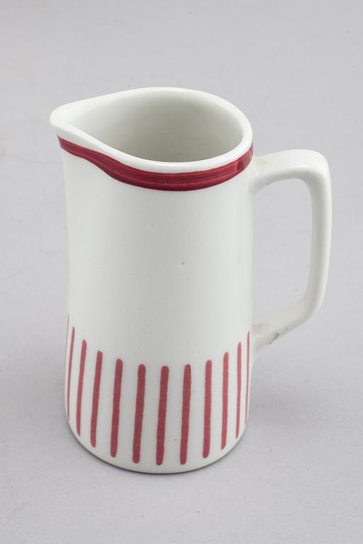 HERTHA BENGTSON, kaffeservis, nio delar, porslin, "Kadett Röd", Rörstrand, formgiven 1954.