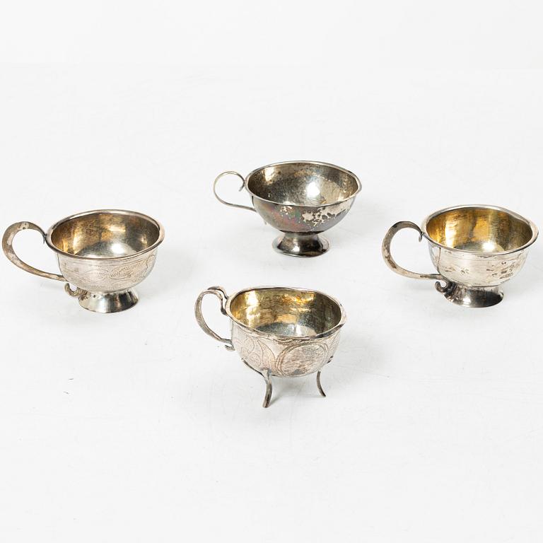 Supkoppar, 4 st, silver, Sverige 1800-1900-tal.