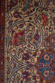 Matto, a semi-antique silk Kashan, ca 212,5-214,5 x 134,5-135,5 cm.
