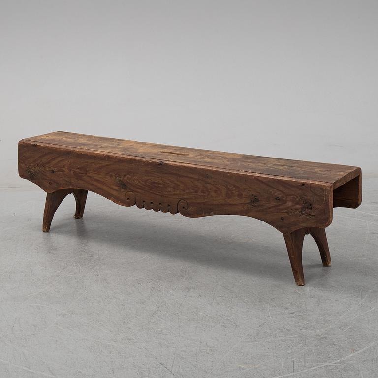 A painted pine bench, 19th Century.