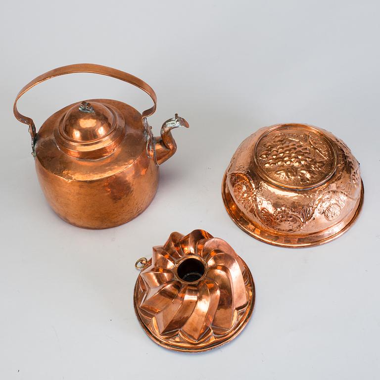 THREE COPPER UTENSILS, 19th century.