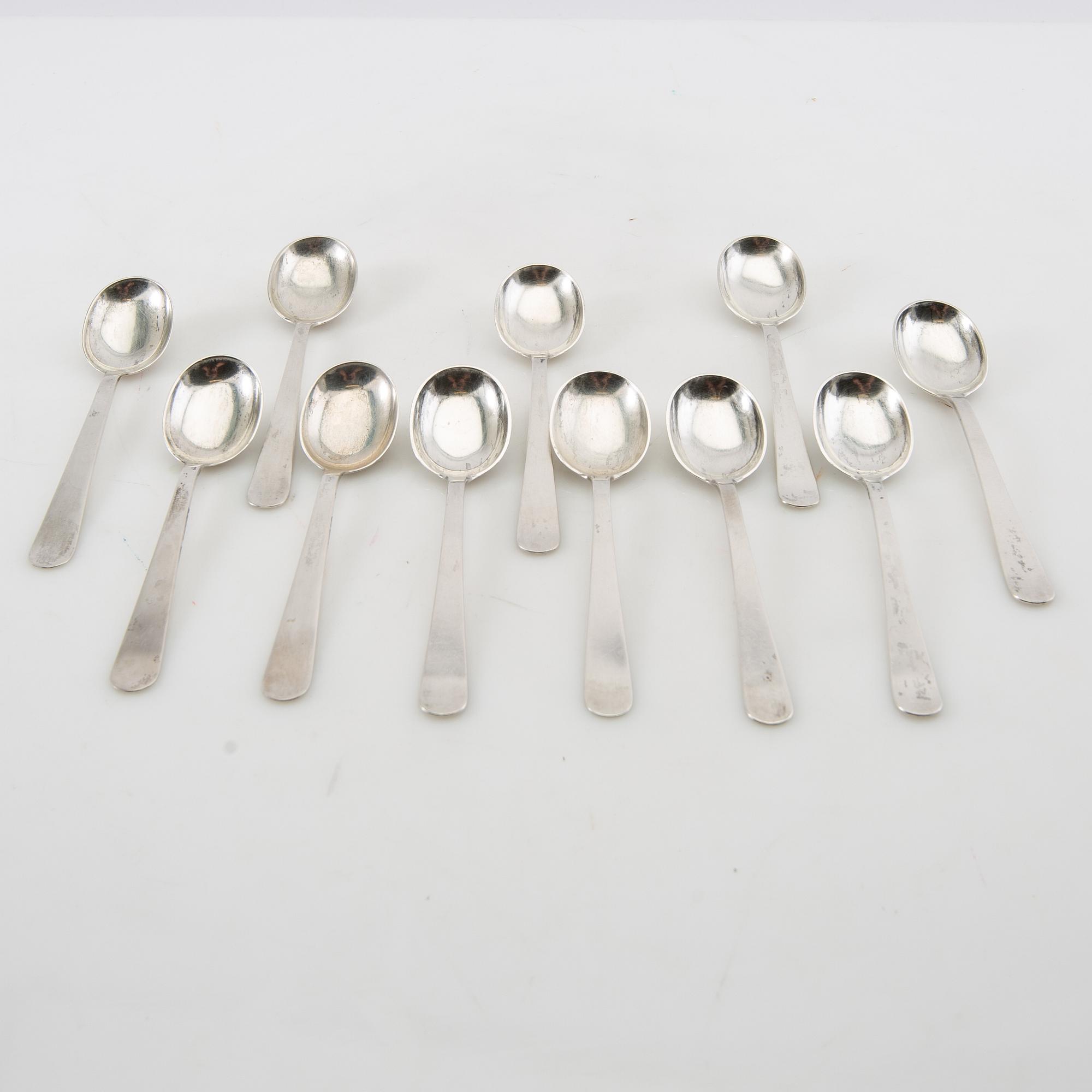 Wiwen Nilsson, teaspoons 11 pcs. silver Lund 1930s/40s.