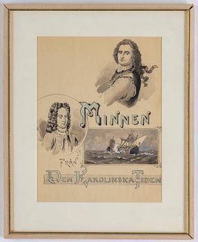 Jenny Nyström · JENNY NYSTRÖM, tuschlavering med täckvitt, signerad.