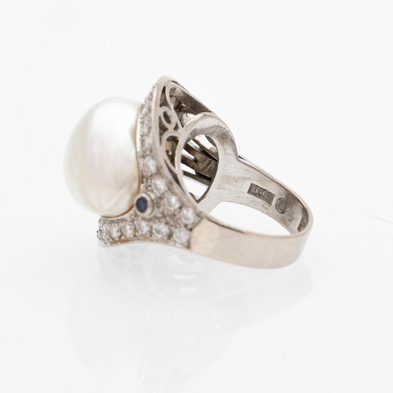 Jürgen Girgsdies, ring, 18K, diamanter, pärla, Stockholm, 1977.
