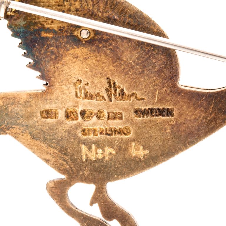 Wiwen Nilsson, brosch förgyllt silver, Lund 1952.