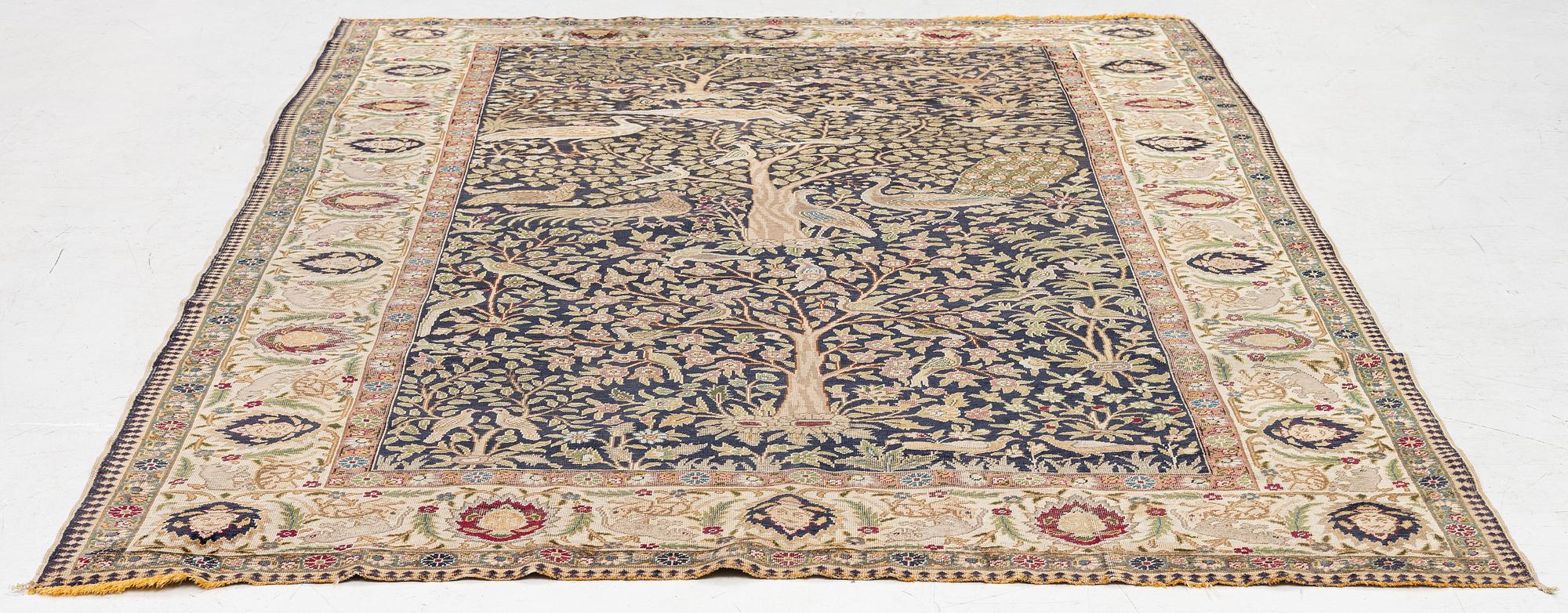 An antique silk Paderma/Kayseri rug, c. 217 x 153 cm.