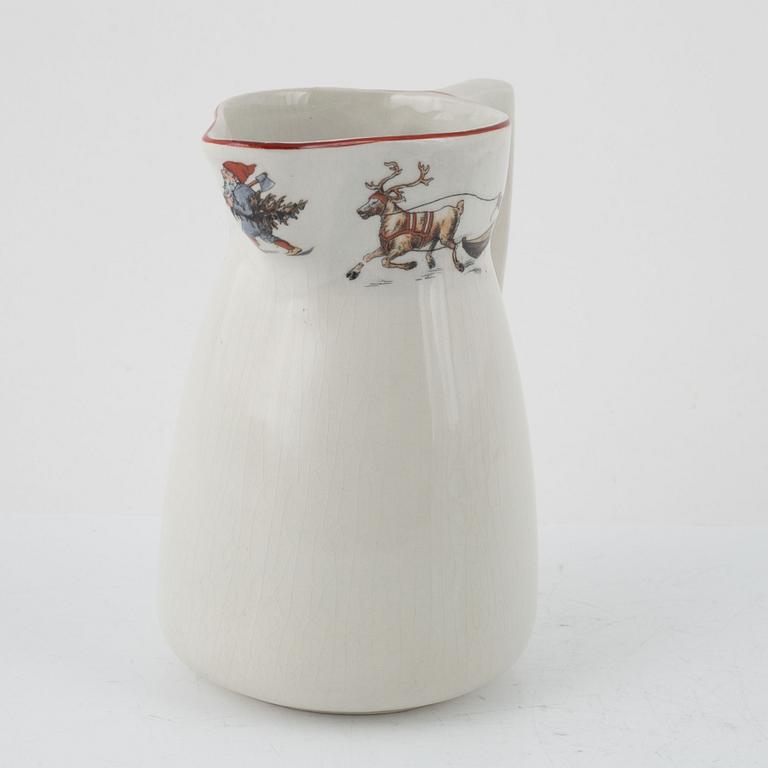 Grötskål och mjölkkanna, flintgods, Gefle.