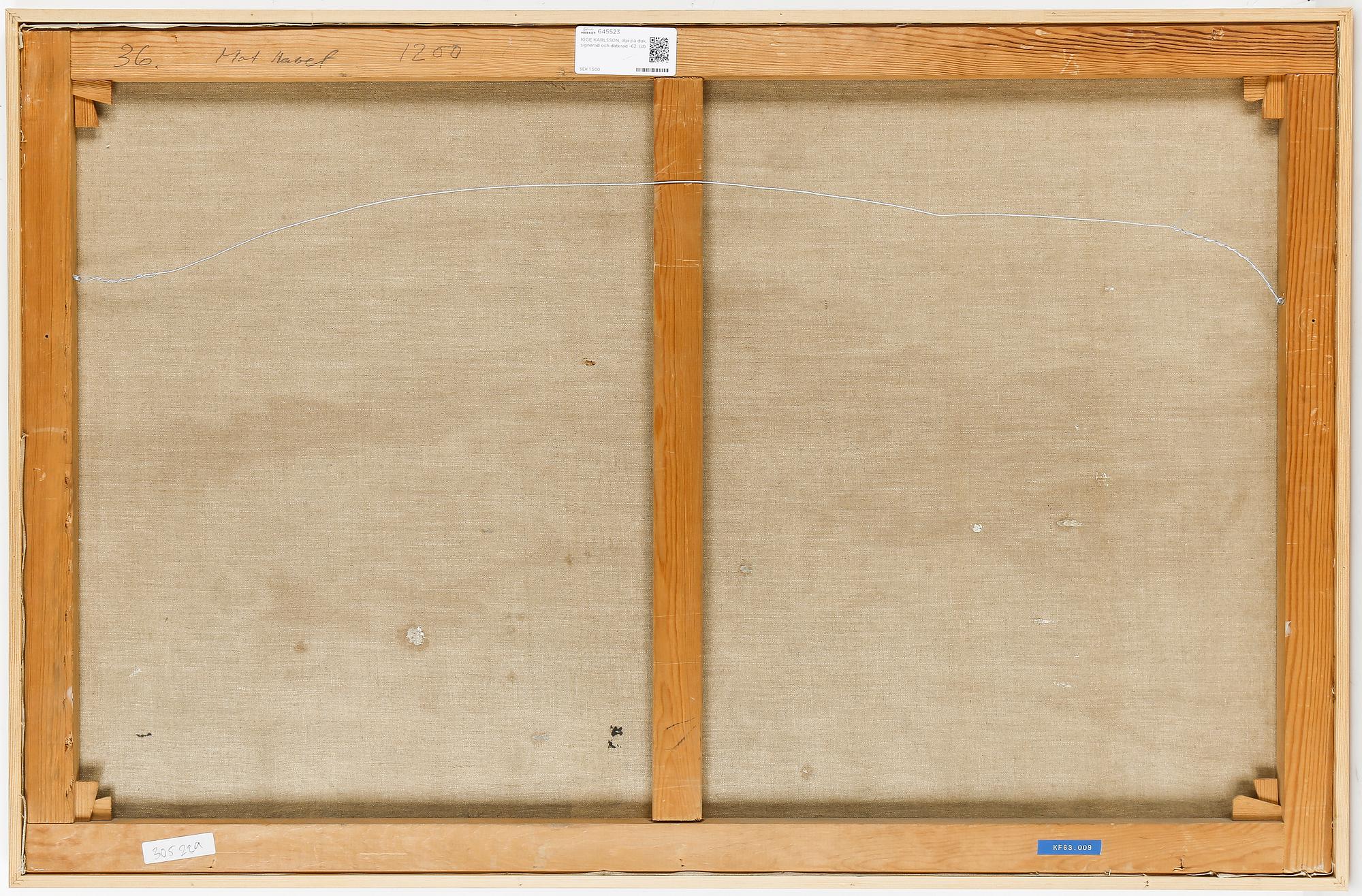 IGGE KARLSSON, olja på duk, signerad och daterad -62.