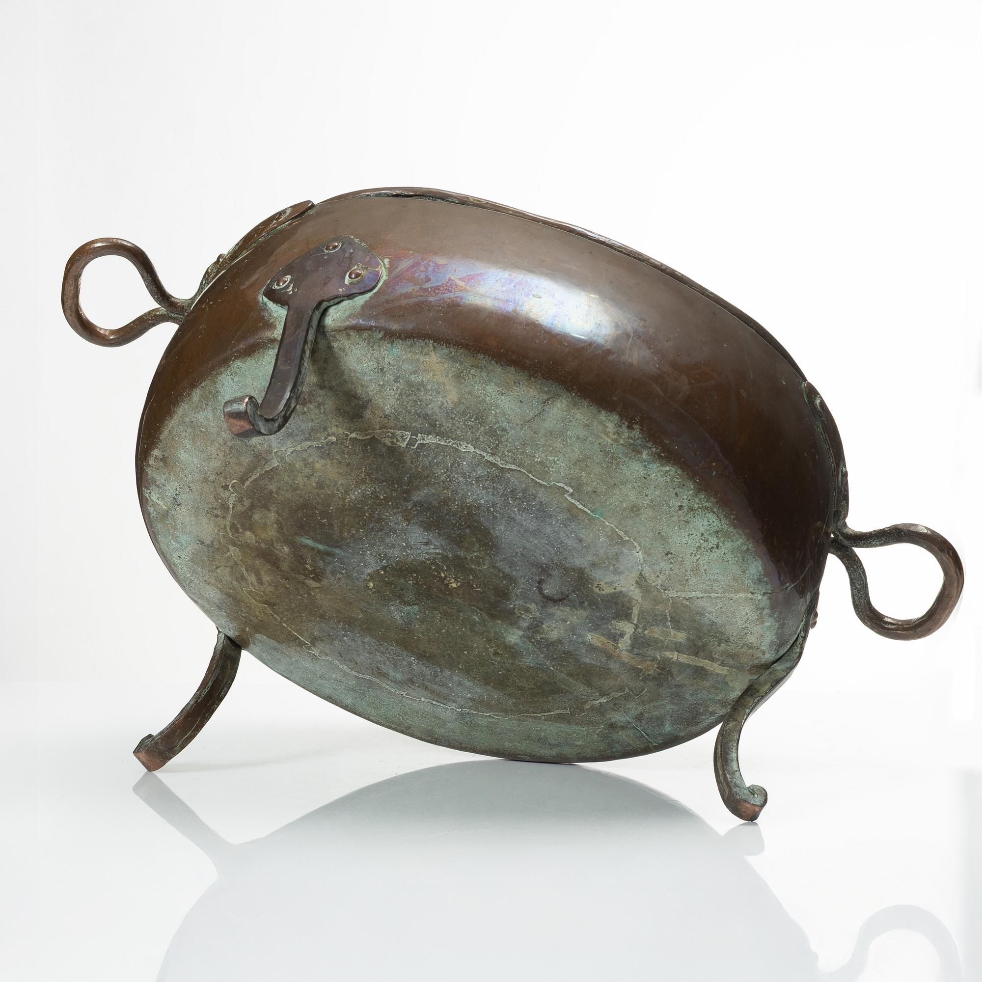 A Swedish copper cauldron, late 18th century.