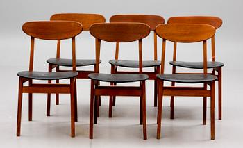 STOLAR, 6 st, teak och bok, Danmark. 1900-talets mitt.