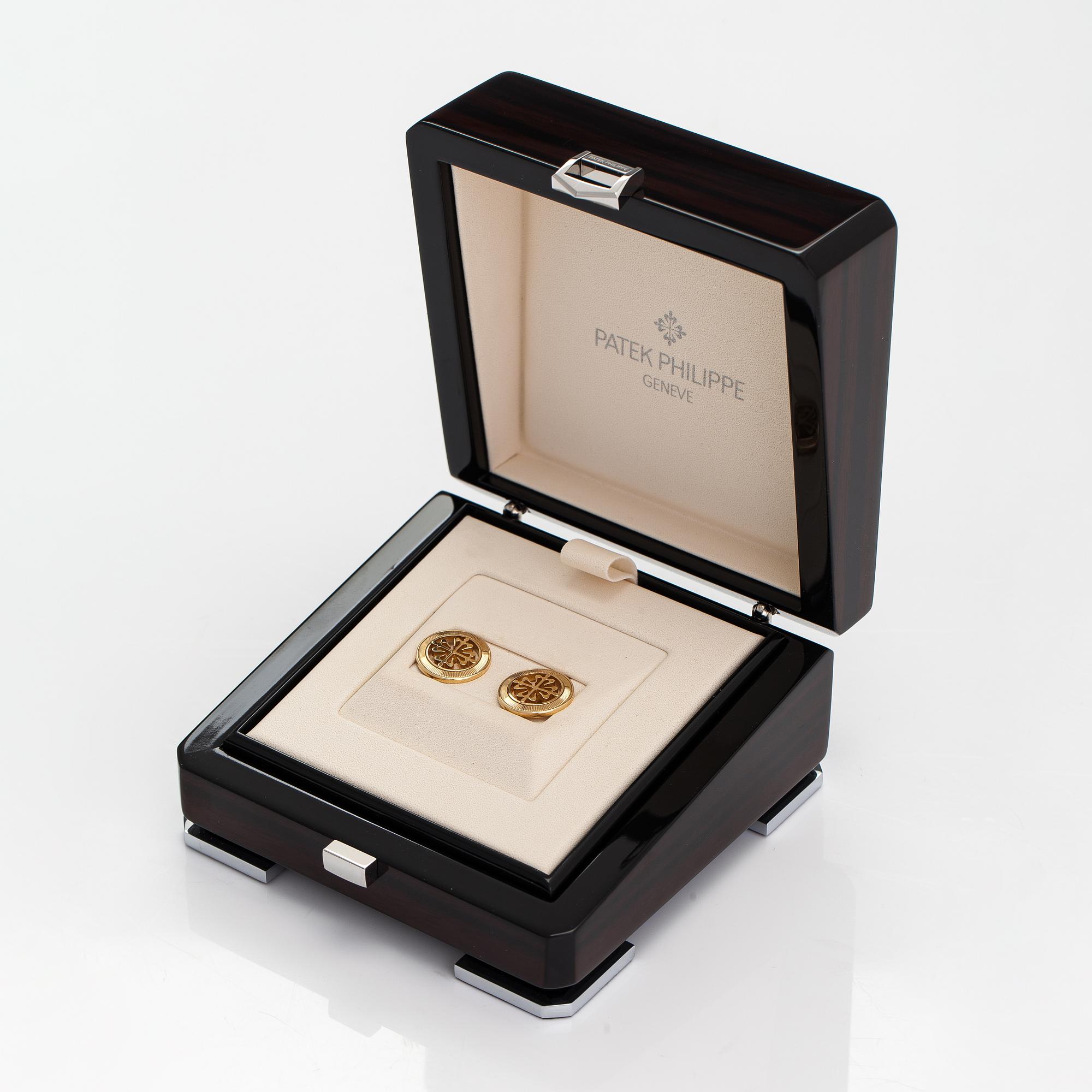 Patek Philippe, manschettknappar "Calatrava", 18K guld. Märkta Patek Philippe Geneve.