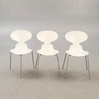 A set of three Arne Jacobsen Myran chairs for fritz Hansen Denmark alter part of the 20th century.