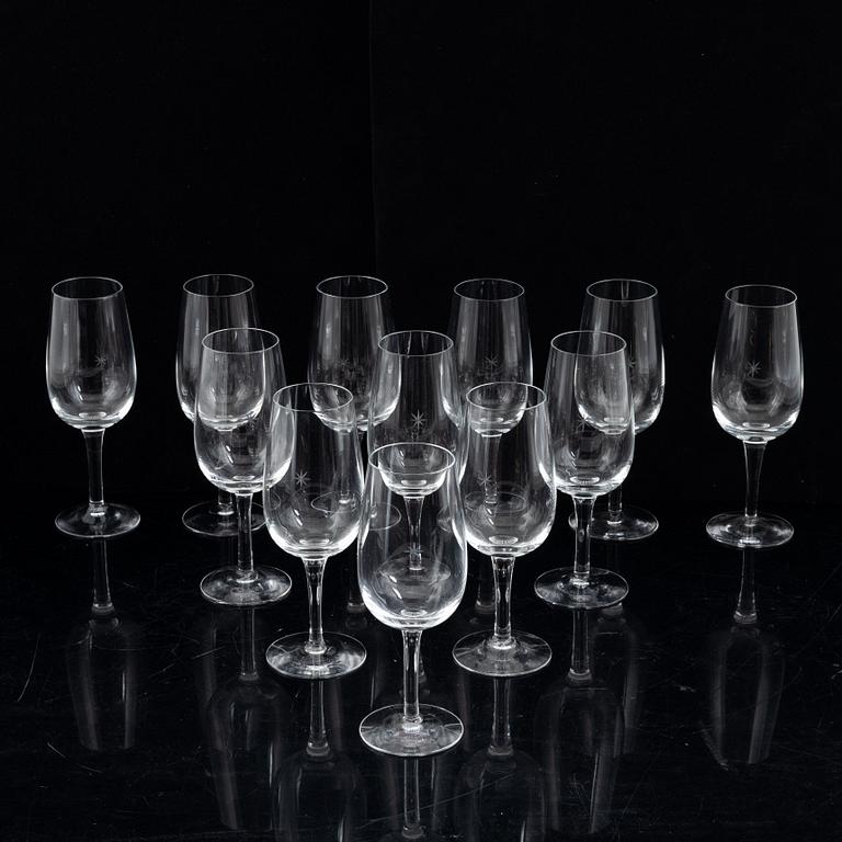 Signe Persson-Melin, twelve "Bouquet" wine glasses, Kosta Boda, Sweden.