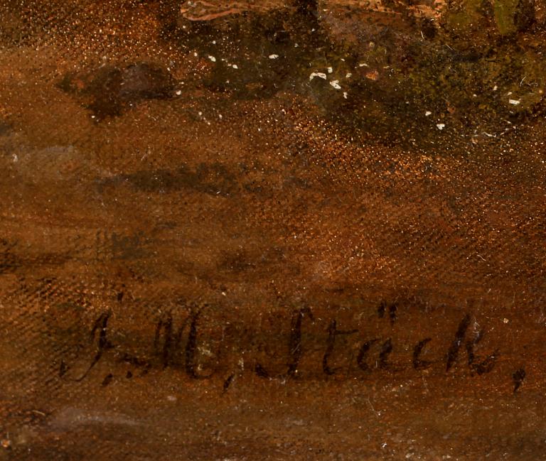 JOSEPH MAGNUS STÄCK, olja på duk uppklistrad på pannå, sign  J. M. Stäck o dat 1857.
