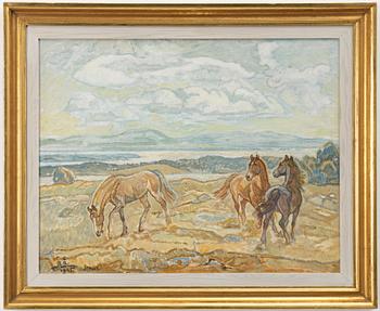 Acke Åslund, Hästar vid Landösjön, Jämtland.