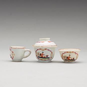 A famille rose 'European Subject' miniature service, Qing dynasty, Qianlong (1736-95). (36 pieces).