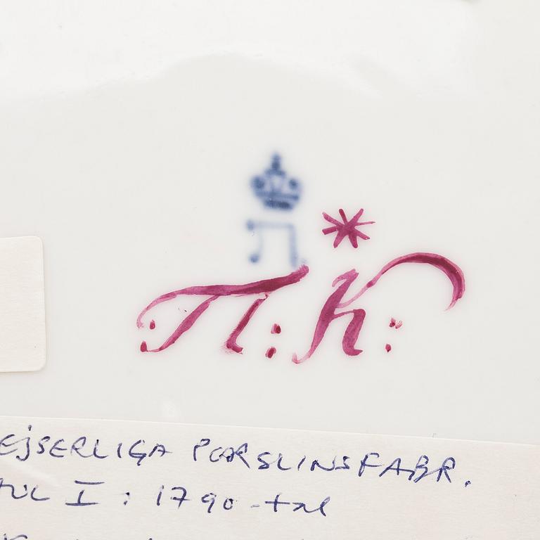 Three porcelain plates, by the Imperial Porcelain Factory in Saint Petersburg, period of Paul I 1796-1801.