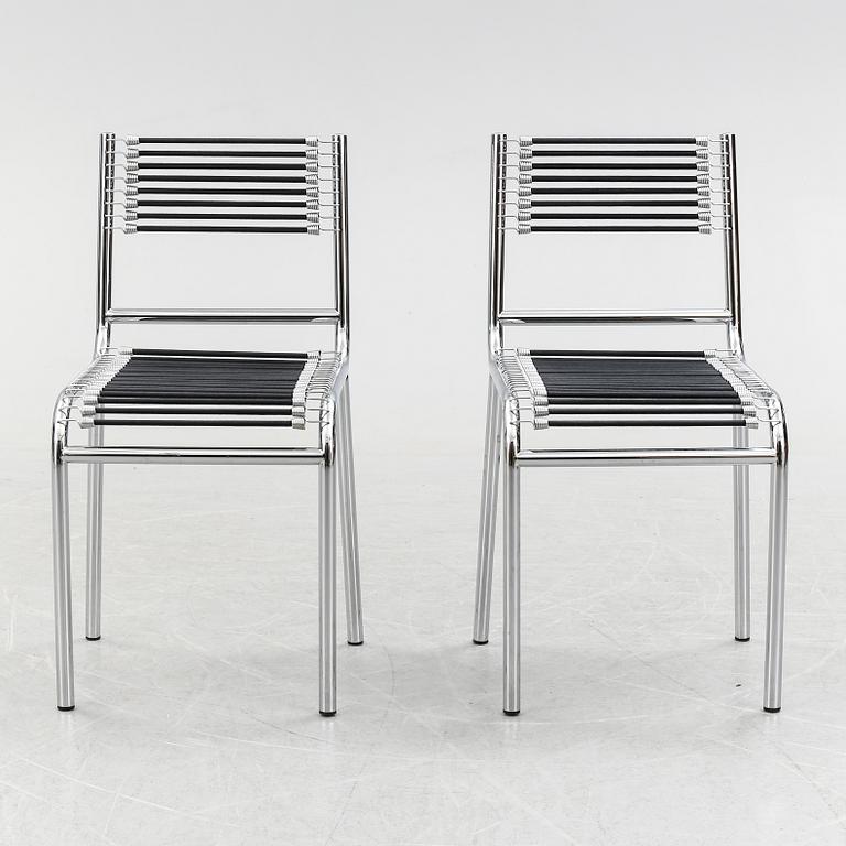 A pair of Rene Herbst chromium-plated, "Sandows" chairs, late 20th century.