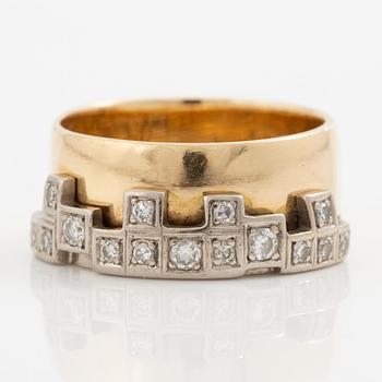 Claës E. Giertta, ring 18K guld och vitguld med runda briljant- och åttkantslipade diamanter.