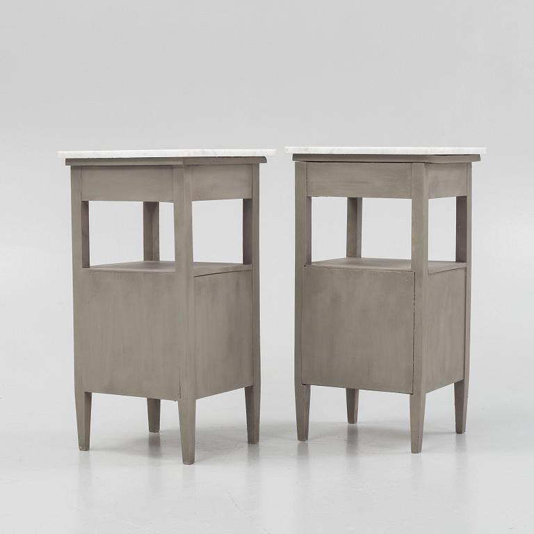 Bedside tables, a pair, first half of the 20th century.