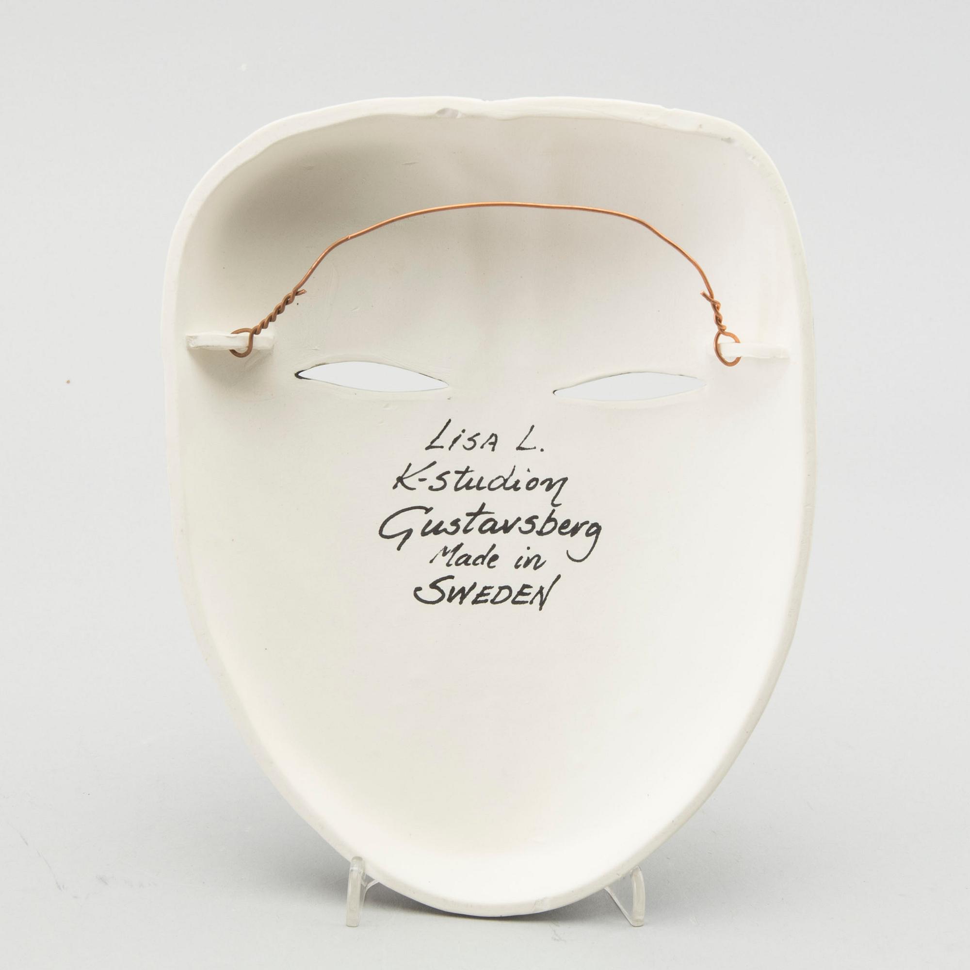 A Lisa Larson glazed ceramic mask signed.