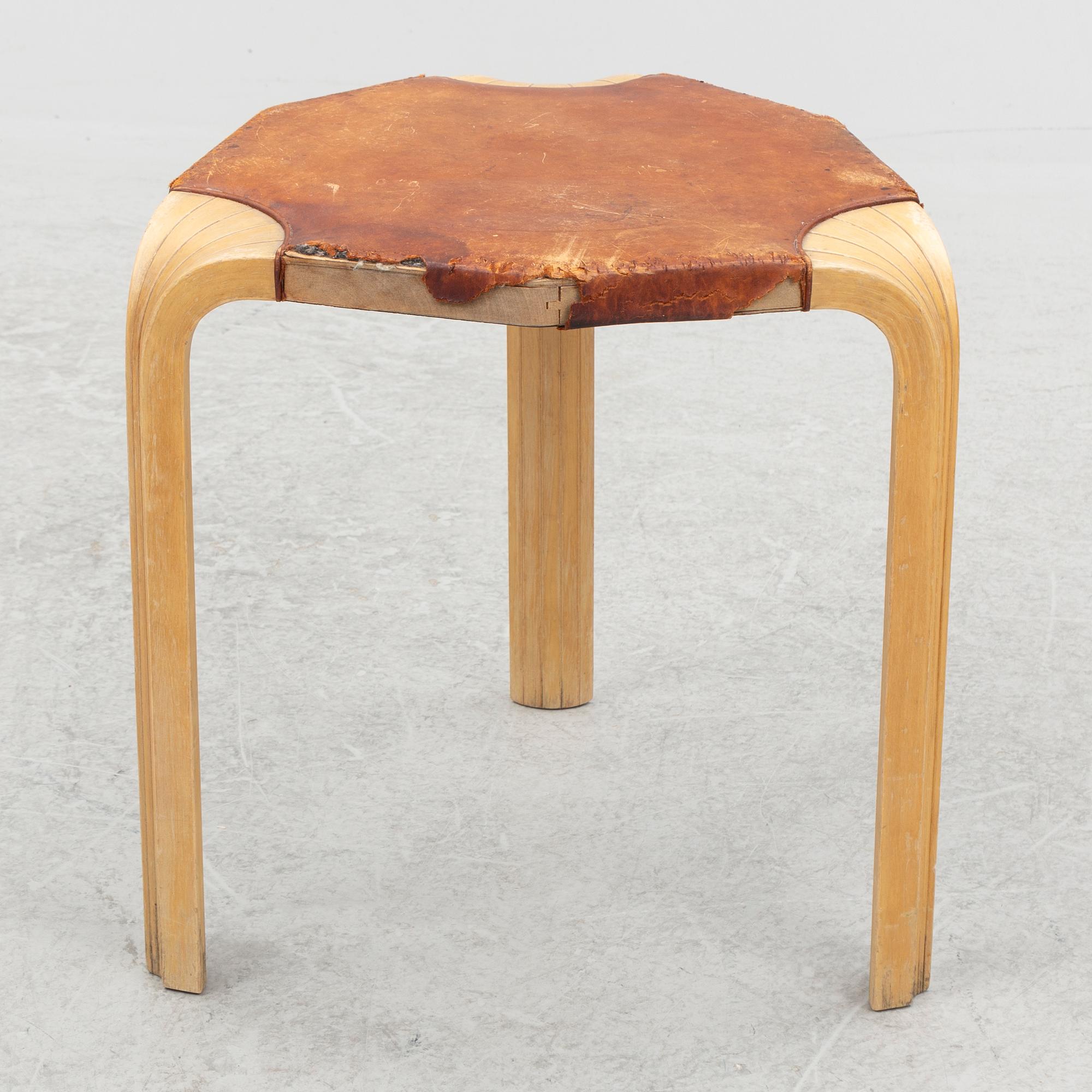 Alvar Aalto, a model X602 stool, Artek, 1960's.