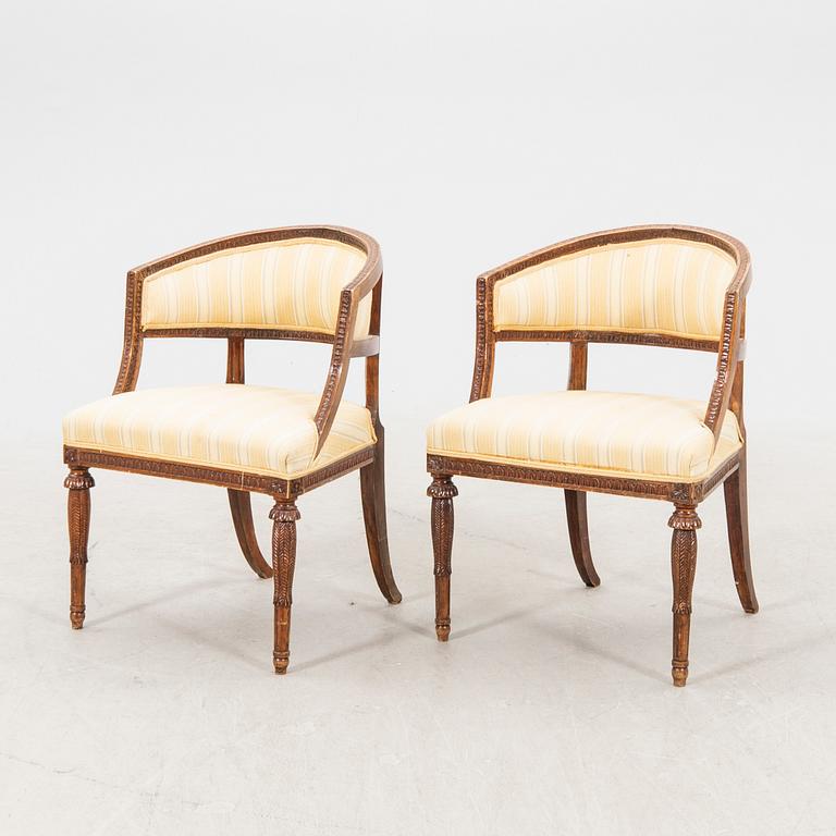 A pair of Late Gustavian style armchairs later part of the 20th century.