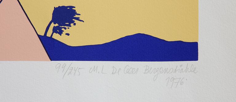 de GEER-BERGENSTRÅHLE, MARIE-LOUISE, färglitografi, sign o dat 1976, numr 99/245.