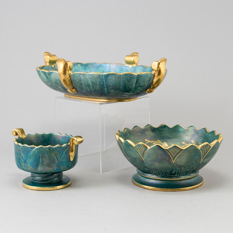 3 bowls by Josef Ekberg for Gustavsberg, 1920´s/30´s.