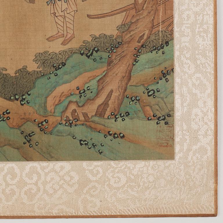 Two album pages, ink and colour on silk, Qing dynasty, 18th century.