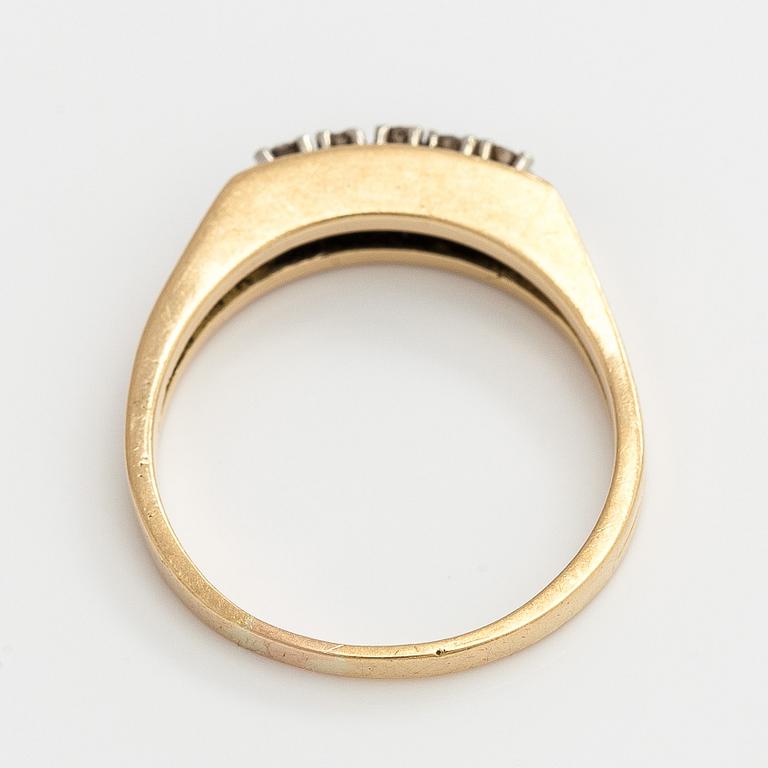 Sormus, 8/8-hiotut timantit, 14K kultaa.