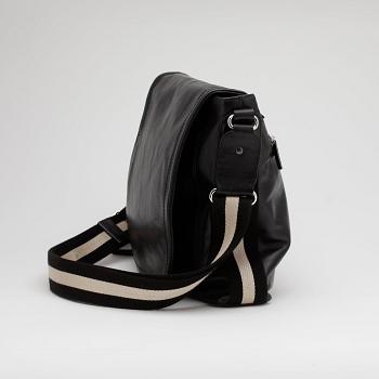 BALLY, a black leather mens messenger bag, "TRIAR-SM".