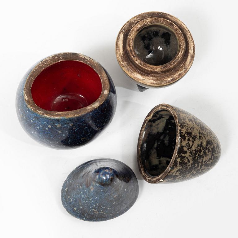 Hans Hedberg, two lidded jars, Biot, France,