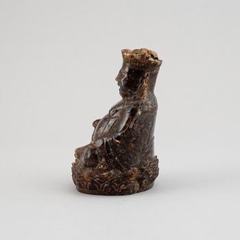 SKULPTUR, bärnsten, buddha, ostindisk, 1800-tal.